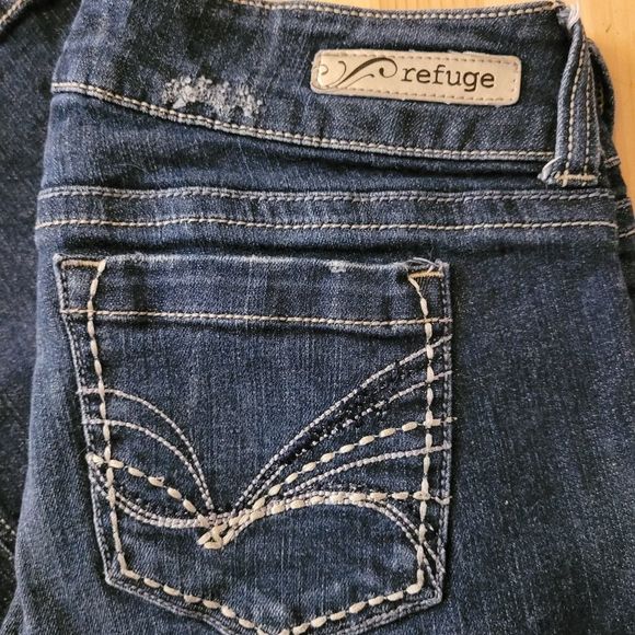 REFUGE POP STARLET FLARE Distressed Stretch Denim Jeans Womens Size 8 Long Tall - Picture 8 of 9